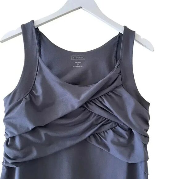 Athleta Women s Tank Dress Wicking  Charcoal Draped Thick Fabric  SZ L #1625 - Picture 2 of 15